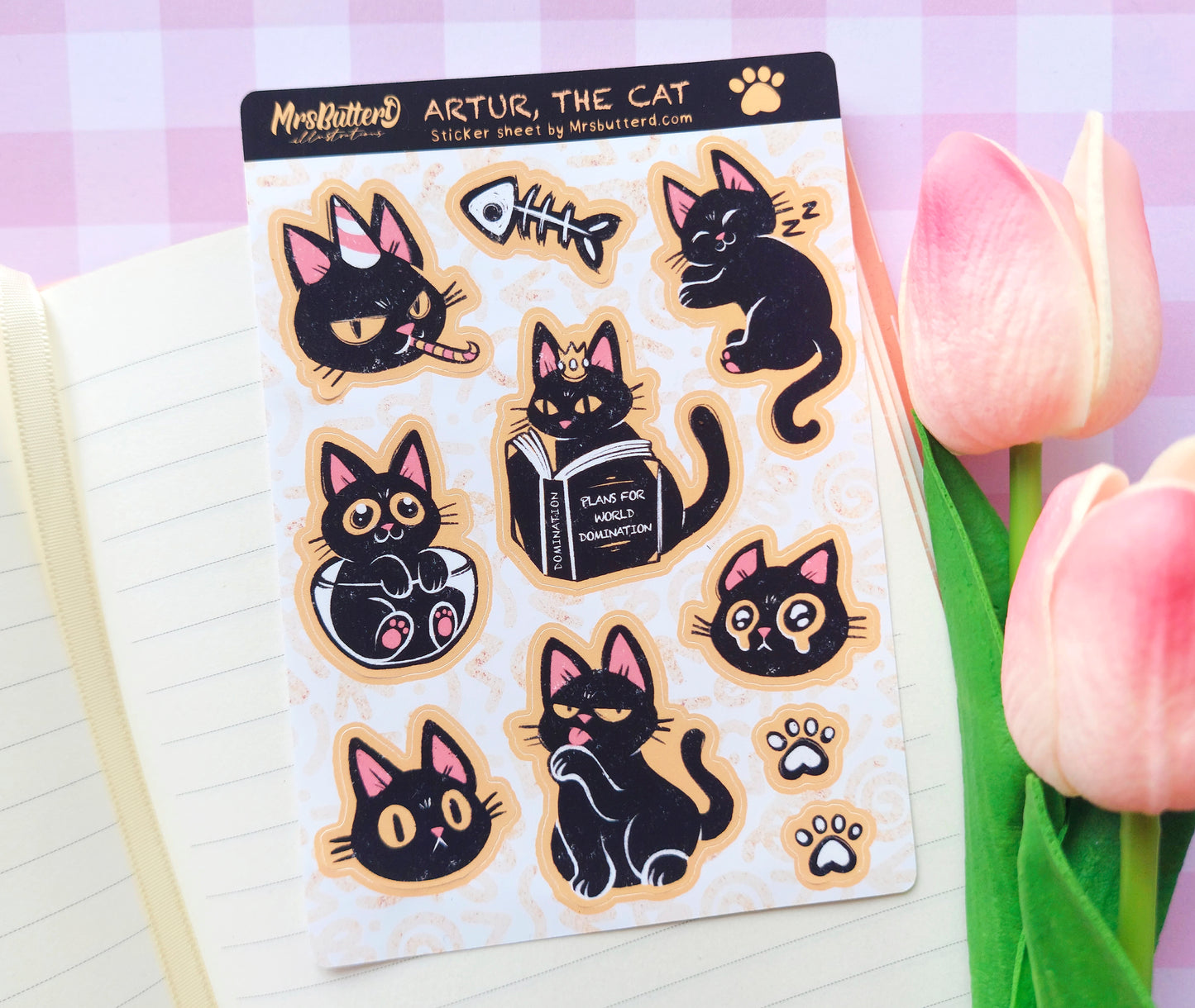 Artur, the cat \\ Matte Vynil Sticker Sheet