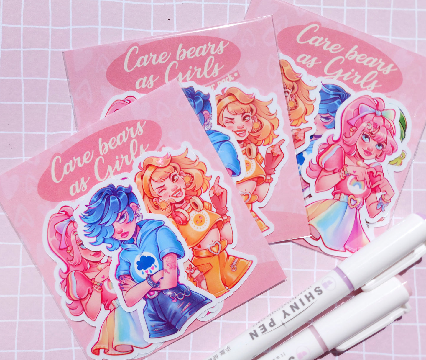 Care Bears as girls \\ Vinyl Sticker pack