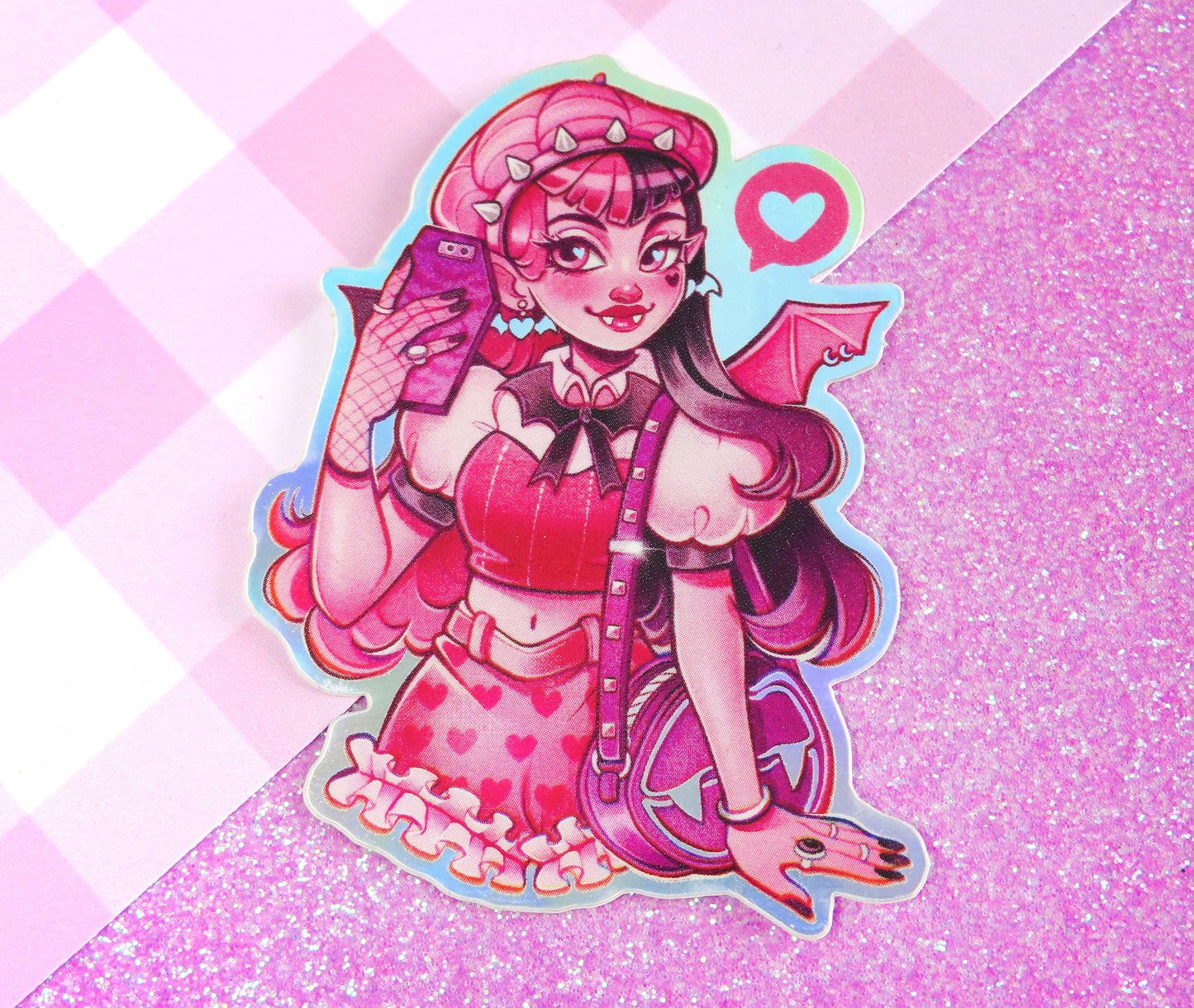 Cute Vampire \\ Holographic Vinyl Sticker