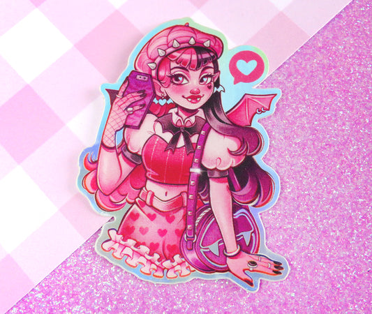 Cute Vampire \\ Holographic Vinyl Sticker