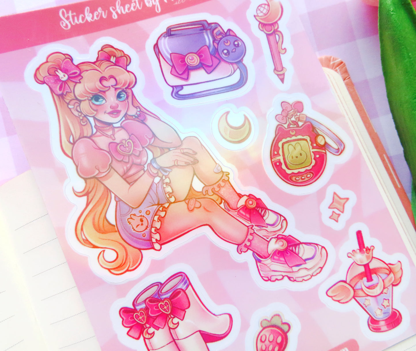 Moon Girl \\ Vinyl Holographic Sticker Sheet