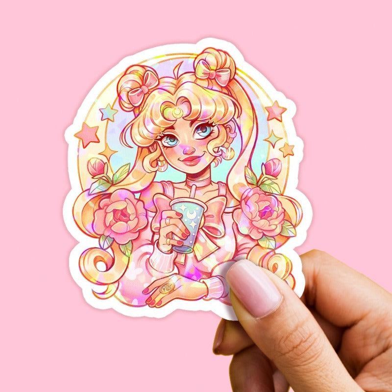 Moon girl \\ Vinyl Holographic Sticker