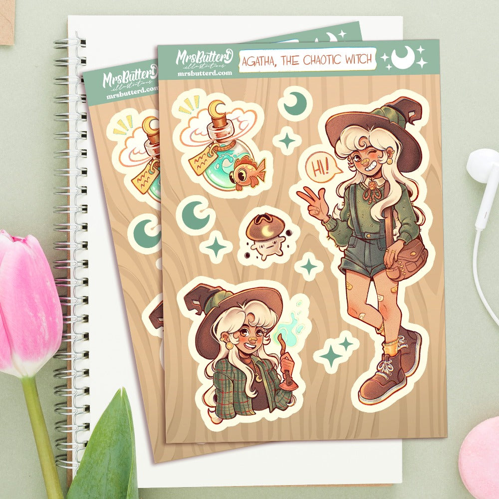 Agatha, the chaotic witch \\ Matte  Vinyl Sticker Sheet