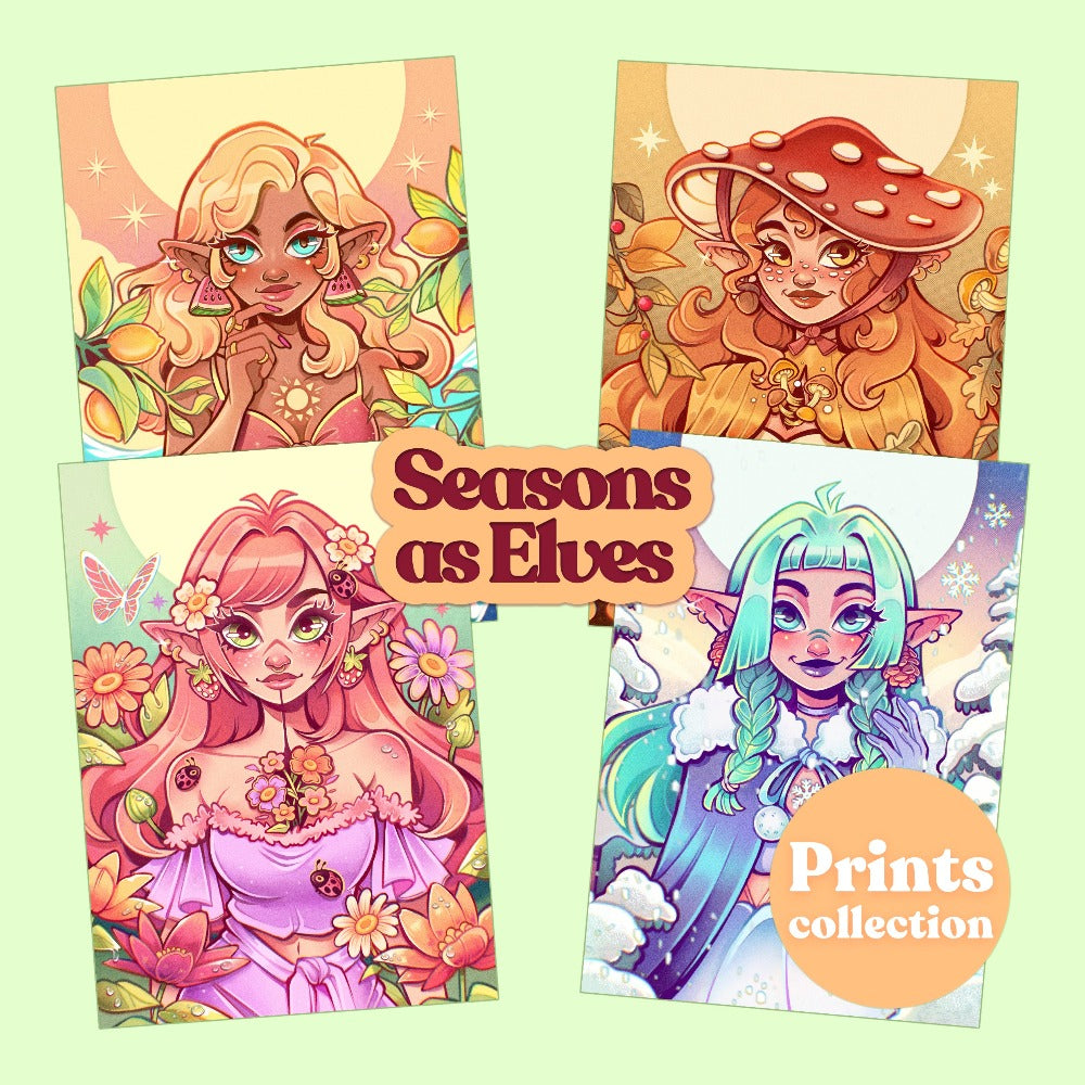 Seasons as Elves \\ Art prints collection