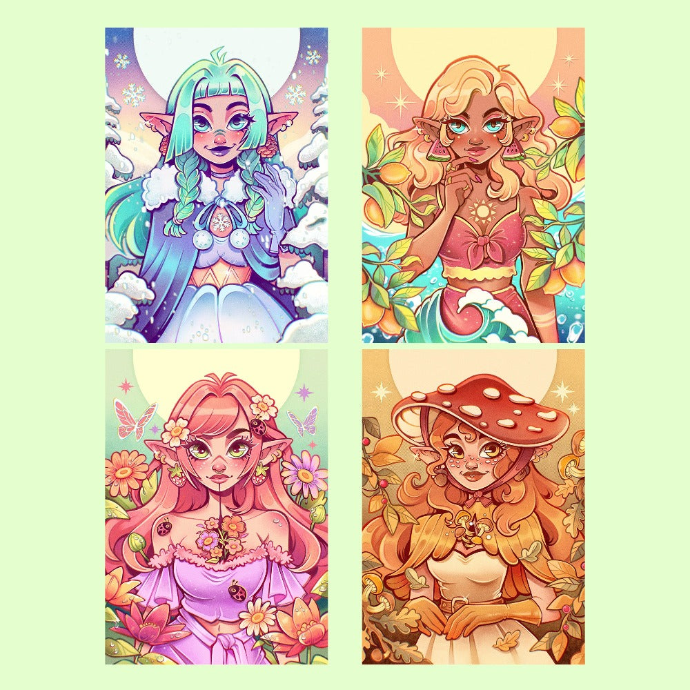 Seasons as Elves \\ Art prints collection