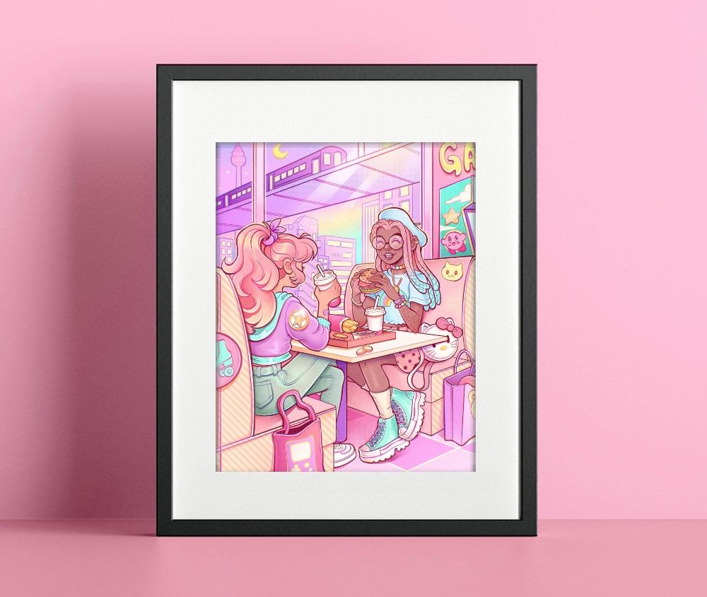 Kyra & Rainbow Night out \\ Art Print