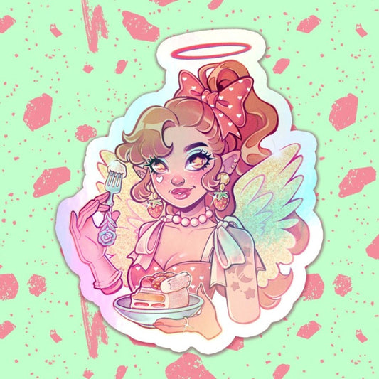 Strawberry Angel \\ Vinyl Holographic Sticker