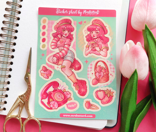 Strawberry \\ Vinyl Sticker Sheet