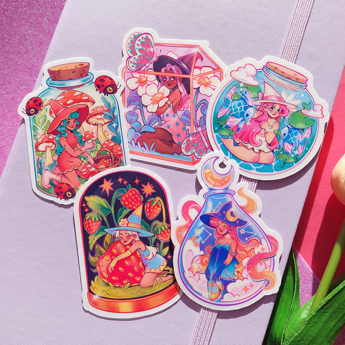 Terrarium Witches \\ Vinyl Sticker pack