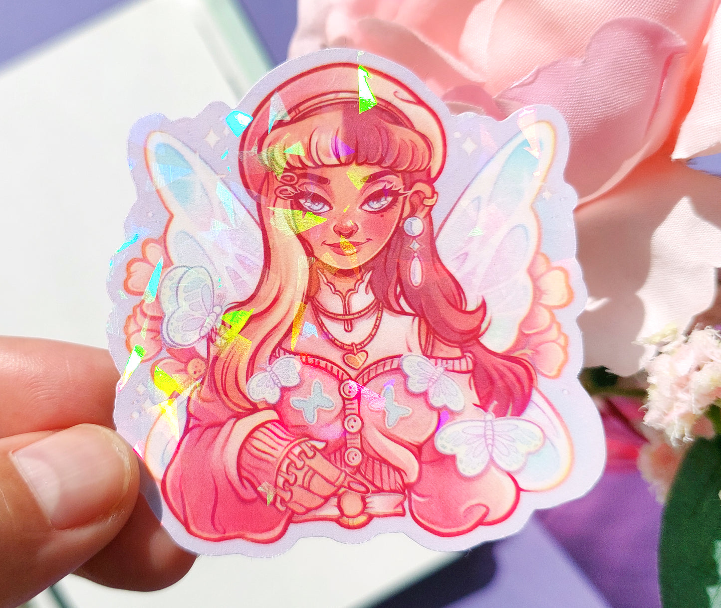 Butterfly Fairy \\ Vinyl Holographic Sticker