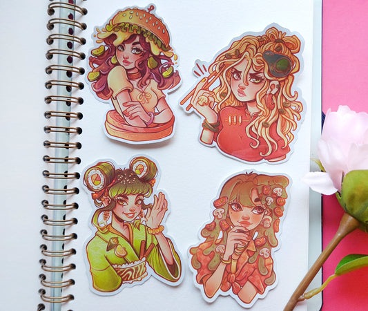 Food Girls \\ Pack Two \\ Vinyl stickers