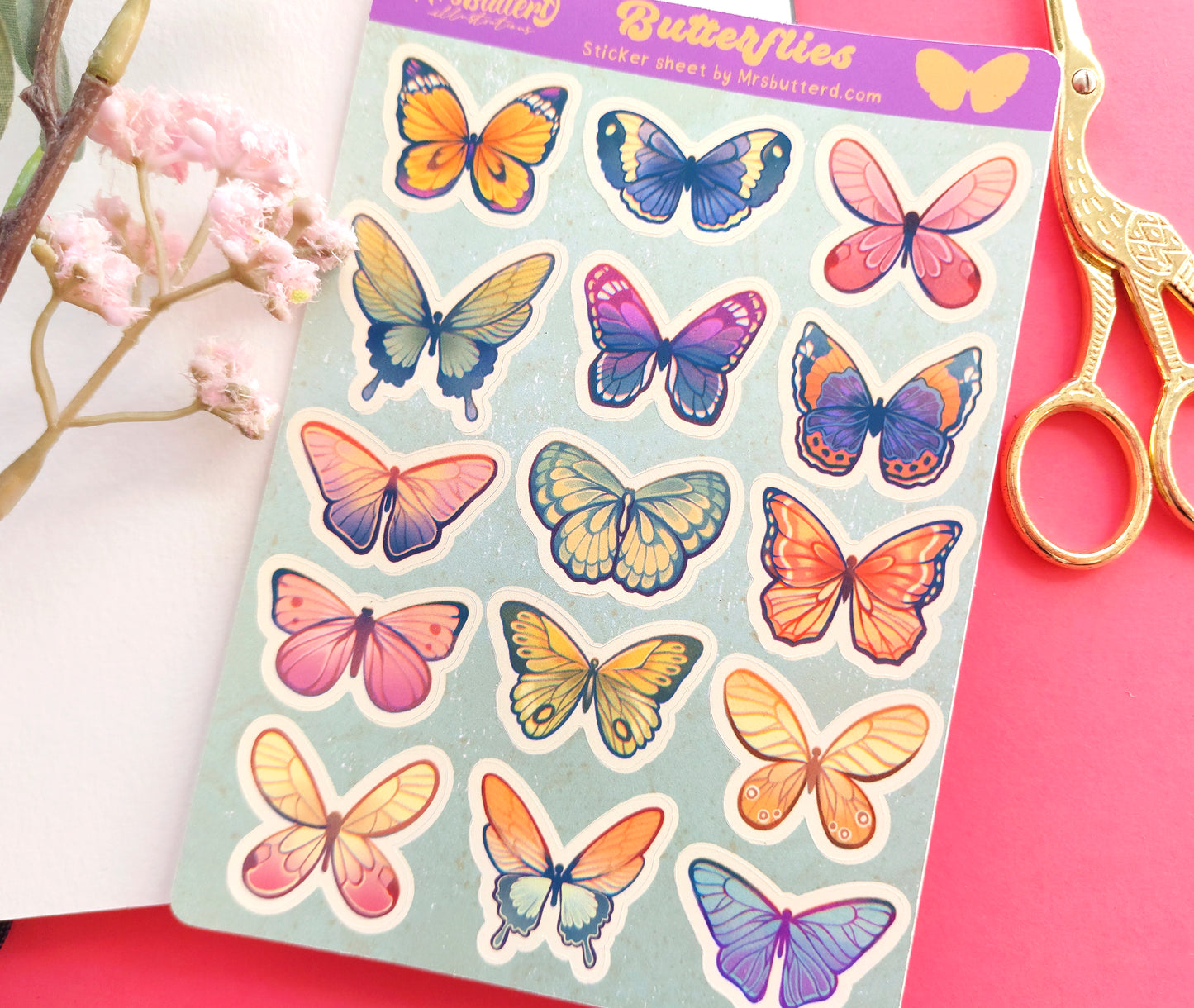 Butterflies \\ Matte Vynil Sticker Sheet