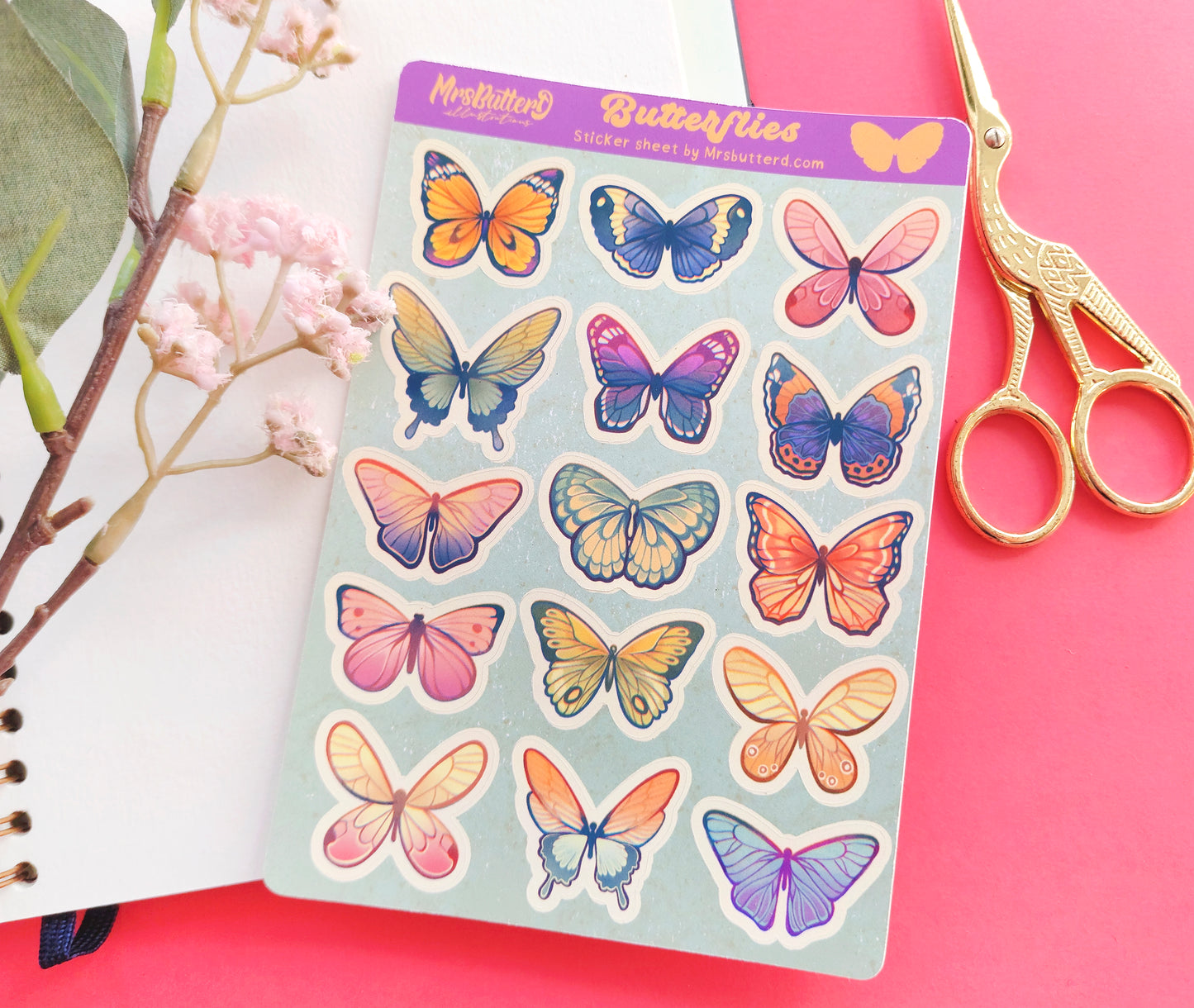 Butterflies \\ Matte Vynil Sticker Sheet