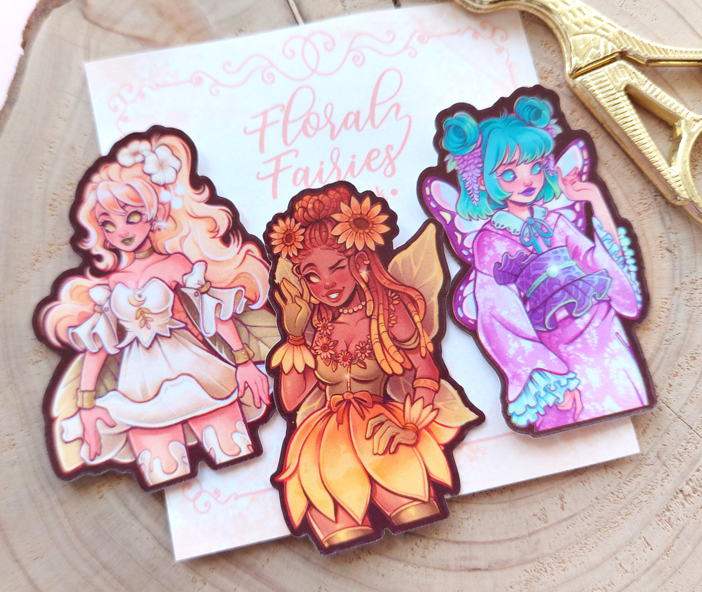 Floral fairies \\ Vinyl Sticker pack