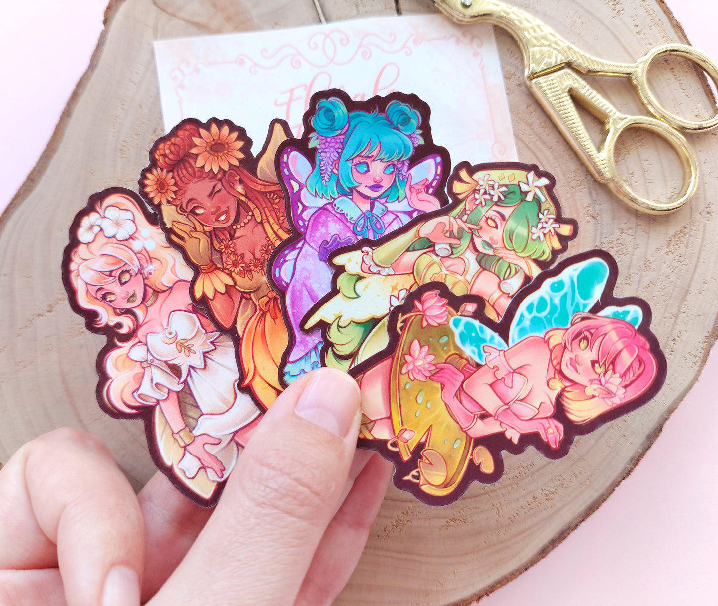 Floral fairies \\ Vinyl Sticker pack