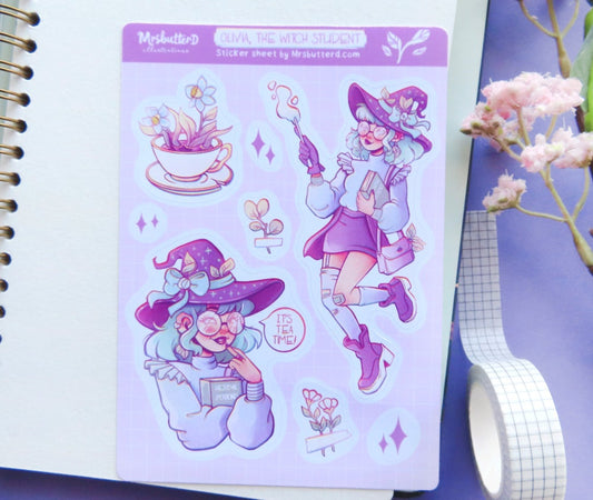 Olivia, The witch Student \\ Matte  Vinyl Sticker Sheet